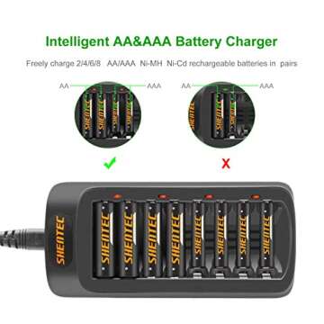 Shentec 8 Packs 2.5Ah High Capacity Rechargeable AA Batteries Ni-MH Rechargeble Battert with AA AAA Battery Charger
