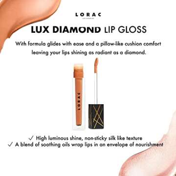 LORAC LUX Diamond Lip Gloss | Genuine Diamond Dust | Non-Sticky | Pink Sands