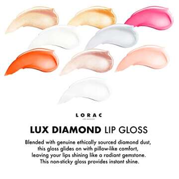 LORAC LUX Diamond Lip Gloss | Genuine Diamond Dust | Non-Sticky | Pink Sands