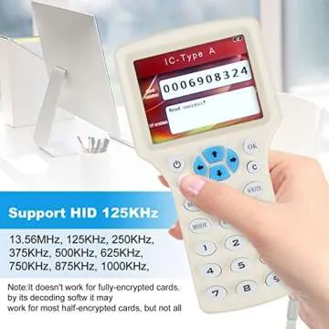 SYWAN English 10 Frequency NFC RFID Reader Copier Writer Duplicator for IC ID Cards and 125kHz Cards,10 Pcs ID 125khz Cards + 10pcs ID 125kh Key Fobs + 10pcs 13.56mhz IC Key Fobs + 1 USB