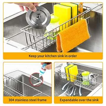 Versatile Stainless Steel Sink Storage Rack for Kitchen Organization