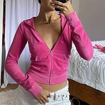 Velour Tracksuit Set 2 Piece Velvet Rhinestones Sweatsuits Set Y2k Zipper Hoodie and Sweatpants for Women