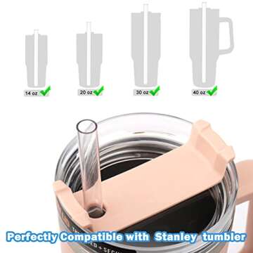 AIERSA 6 Pack Replacement Straws Compatible Stanley 40/30oz Tumbler,Reusable Plastic Clear Straw,12I...