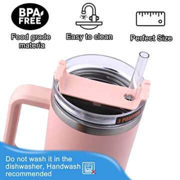 AIERSA 6 Pack Replacement Straws Compatible Stanley 40/30oz Tumbler,Reusable Plastic Clear Straw,12Inch Tall Long Drinking Straws with Cleaning Brush for Stanley Cup Accessories