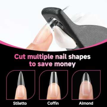 UNA GELLA XXL Stiletto Nail Tips, 312pcs Pre-shape Extra Long Stiletto Nail Tips Half Matte Full Cover Nail Tips No need File Clear Stiletto Fake Nails for Valentine's Day DIY Art Salon 12 Sizes