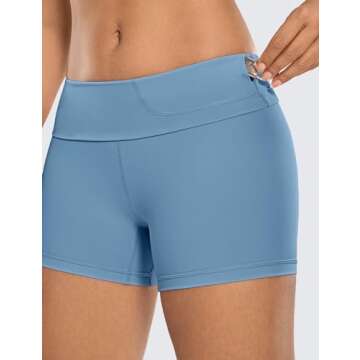 CRZ YOGA Women's Naked Feeling Biker Shorts - 4 Inches High Waist Yoga Workout Running Gym Spandex Universe Blue Medium