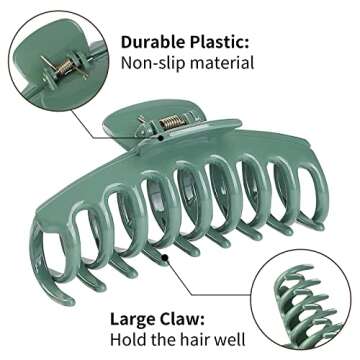 12 Pack Hair Claw Clips Large 4.3 Inch Hair Clips Stylish Barrettes in 12 Colors for Women