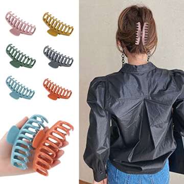 12 Pack Hair Claw Clips Large 4.3 Inch Hair Clips Stylish Barrettes in 12 Colors for Women