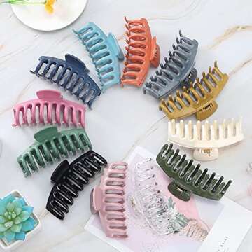 12 Pack Hair Claw Clips Large 4.3 Inch Hair Clips Stylish Barrettes in 12 Colors for Women