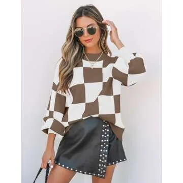 ZESICA Turtleneck Long Sleeve Striped Knit Sweater