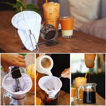 DDPREMIUM Tea Filter Reusable Stainless Steel Strainer, Friendly Using Durable, for a Healthier Tea Experience - Compatible with All Tea Types Includes Coffee Strainer Colador de Cafe Size 5.5 Inches