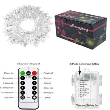 HANNAHONG 20 LED's Photo Clips withTwinkle Fairy String Lights for Hanging Picture/Card/Memo,Waterproof Battery Powered with 8 Modes&Timer Remote,Light Strip for Dorm/Bedroom,Wall Decoration