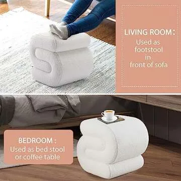 GNIXUU Sherpa Ottoman, Stylish Modern Footstool for All