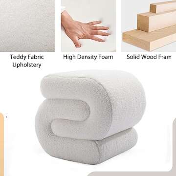 GNIXUU Sherpa Ottoman, Stylish Modern Footstool for All