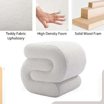 GNIXUU Sherpa Ottoman, Stylish Modern Footstool for All