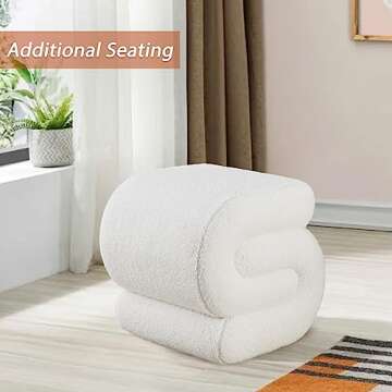 GNIXUU Sherpa Ottoman, Stylish Modern Footstool for All