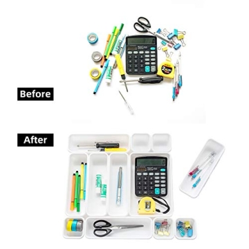 BYCY 18 Pcs Drawer Organizers Set for Kitchen Office Bathroom