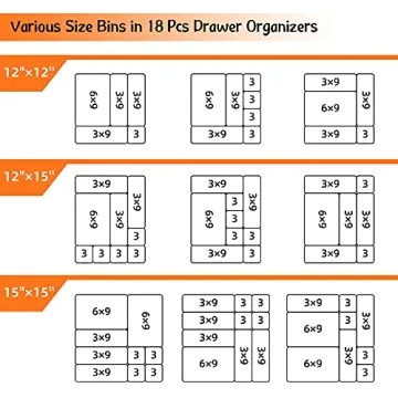 BYCY 18 Pcs Drawer Organizers Set for Kitchen Office Bathroom