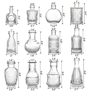 Elegant BIGIVACA Small Glass Bud Vases Set of 12