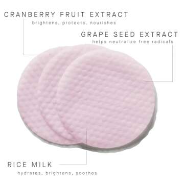 ARCONA Triad Pads - Cold Processed Cranberry and Rice Toner, Brightening Toner Pads for Face, 45 Facial Toner Pads. Made in The USA.