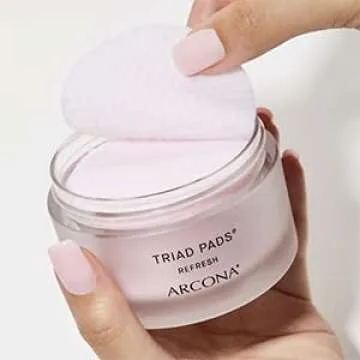 ARCONA Triad Pads - Cold Processed Cranberry and Rice Toner, Brightening Toner Pads for Face, 45 Facial Toner Pads. Made in The USA.