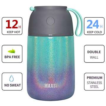 MAXSO 2 Pack Soup Thermo for Hot & Cold Food for Kids Adults, Vacuum Insulated Food Jar Thermal Lunc...