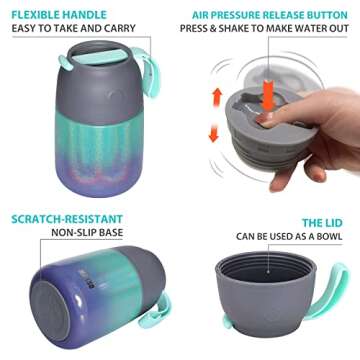 MAXSO 2 Pack Soup Thermo for Hot & Cold Food for Kids Adults, Vacuum Insulated Food Jar Thermal Lunch Containers, Travel Food Flask with Spoon (24 oz,17 oz) (Glitter Rainbow)