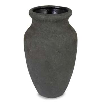roro 7-Inch Handmade Textured Black Ceramic Prunus Vase - Artisan Handcrafted for Home & Office Deco...