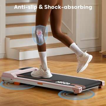HitGo Under Desk Treadmill, 2 in 1 Walking Pad for Walking and Jogging, Portable Walking Pad Treadmill with Remote Control & App, 2.5HP Compact Walking Pad for Home Office (Pink)