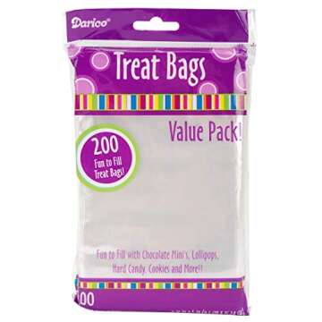 Darice Clear Treat Bags Value Pack – 3.75”x6” Transparent Bags – Perfect for Cake Pops, Cookies, Small Candy, Wedding and Party Favors, Lollipops and More – 200 Clear Bags