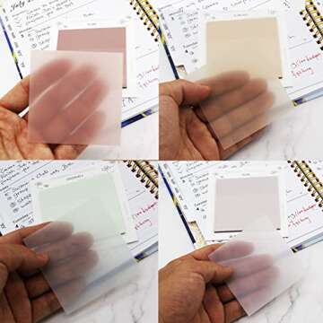 Pastel Transparent Sticky Notes, 4 Packs 3X3 Inch See Through Annotating Sticky Notes for Annotating...