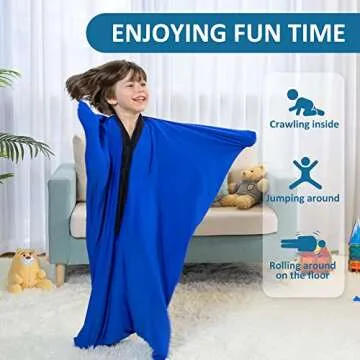 OUTREE Sensory Sock for Kids, Small,3-5 Years,39''×27'',Good for Height:2'9'' - 3'6'',Full Body Sock Provides Deep Pressure Input, Sensory Toys for Autistic Children with A Carrying Bag,Blue
