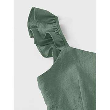 Valphsio Kids Ruffle Shorts Overall Button Front Vacation jumpsuits Romper Solid Color Beachwear