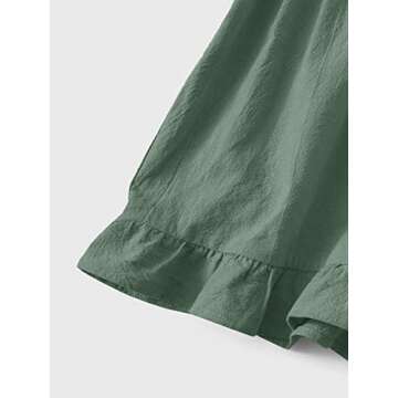 Valphsio Kids Ruffle Shorts Overall Button Front Vacation jumpsuits Romper Solid Color Beachwear