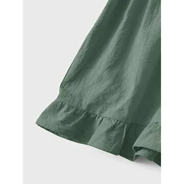 Valphsio Kids Ruffle Shorts Overall Button Front Vacation jumpsuits Romper Solid Color Beachwear