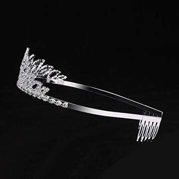 Wedding Tiara with Comb Bridal Shining Rhinestones Crystal Headband Pageant Princess Bridal Prom Decoration Party Wear Silver