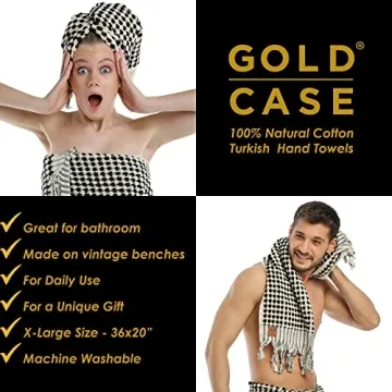 GOLD CASE Turkish Towels Absorbent Set of 4 for Luxury