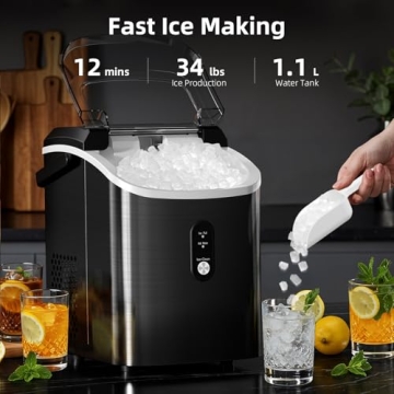 Antarctic Star Nugget Ice Maker Countertop with Soft Chewable Ice, Portable Sonic Ice Maker with Bas...