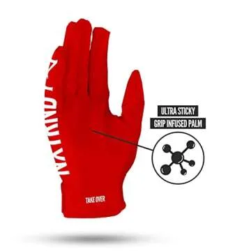 Nxtrnd G1 Men's Football Gloves, Adult Sticky Receiver Gloves (Red, Large)