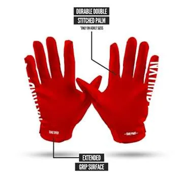 Nxtrnd G1 Men's Football Gloves, Adult Sticky Receiver Gloves (Red, Large)