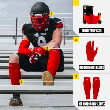 Nxtrnd G1 Men's Football Gloves, Adult Sticky Receiver Gloves (Red, Large)