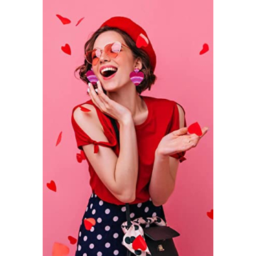 Heart Earrings for Women Hypoallergenic Beaded Statement Dangle Earrings Boho Handmade Red Love Heart Bead Drop Dangling Earrings Valentine’s Day Earrings Jewelry Gift (hot pink heart 1)