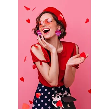 Heart Earrings for Women Hypoallergenic Beaded Statement Dangle Earrings Boho Handmade Red Love Heart Bead Drop Dangling Earrings Valentine’s Day Earrings Jewelry Gift (hot pink heart 1)