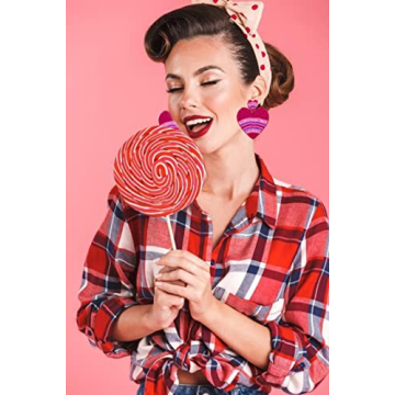 Heart Earrings for Women Hypoallergenic Beaded Statement Dangle Earrings Boho Handmade Red Love Heart Bead Drop Dangling Earrings Valentine’s Day Earrings Jewelry Gift (hot pink heart 1)