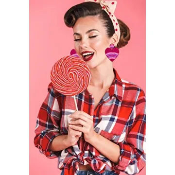 Heart Earrings for Women Hypoallergenic Beaded Statement Dangle Earrings Boho Handmade Red Love Heart Bead Drop Dangling Earrings Valentine’s Day Earrings Jewelry Gift (hot pink heart 1)