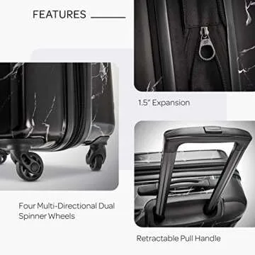 Stylish Black Marble 21" American Tourister Carry-On Luggage