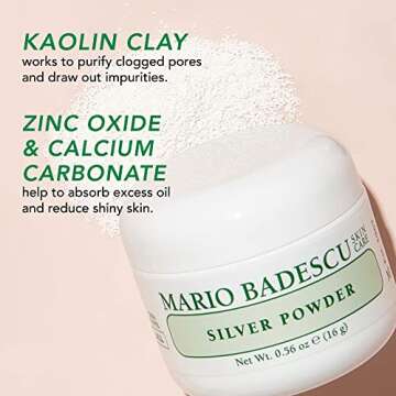 Mario Badescu Silver Powder, Skin Care Facial Pore Cleansing Mask With Kaolin Clay & Zinc Oxide, 0.5...