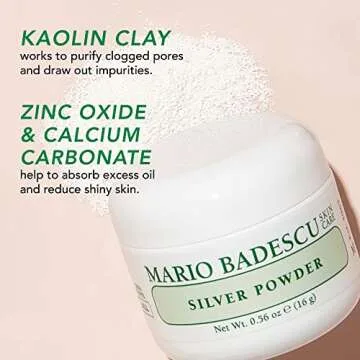Mario Badescu Silver Powder, Skin Care Facial Pore Cleansing Mask With Kaolin Clay & Zinc Oxide, 0.5...