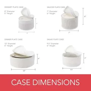 LAMINET 4 Piece Quilted Plate Storage Set - Holds Up to 48 Plates with Padded Inserts - WHITE