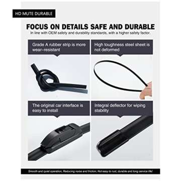 FAPIUO Replacement Silent Wipers for BMW Audi 24 19 Inch